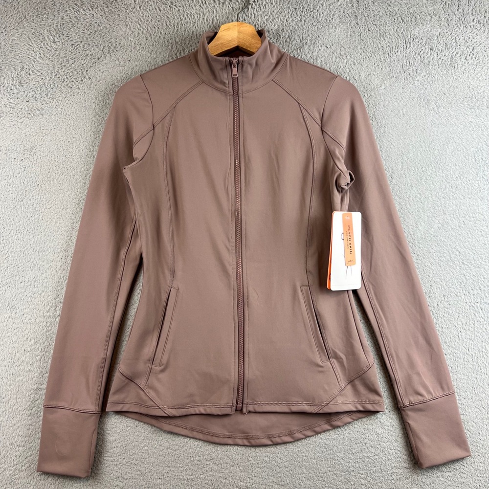X by Gottex Peach Skin Zip Up Jacket Shroom Brown GM2007J Size Medium NWT